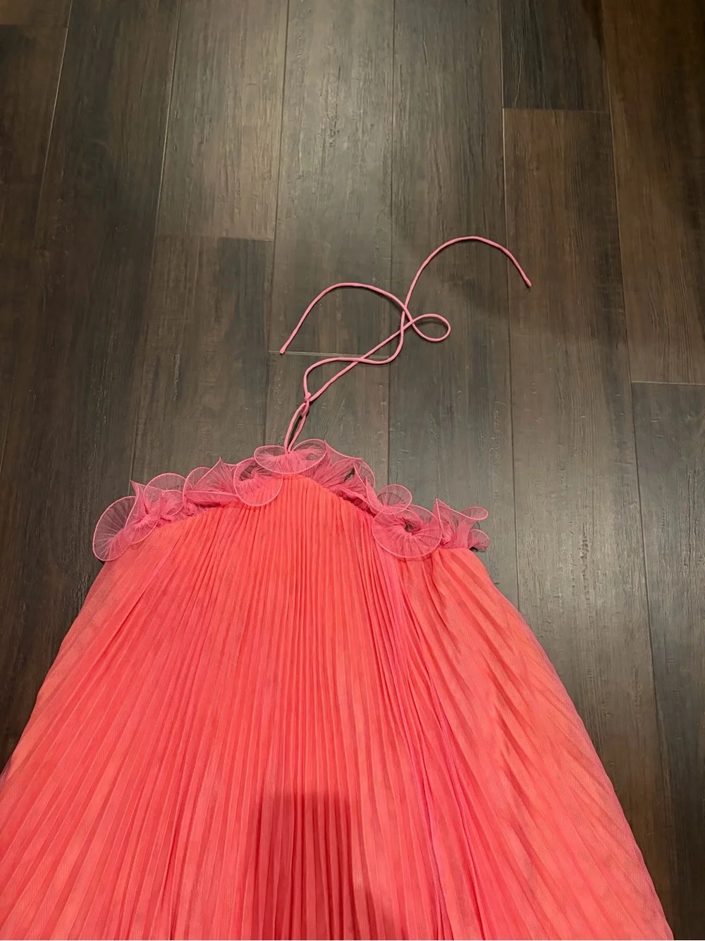 AMUR Tate Halter Tulle Mini Dress Pink Orange Size 2 - Picture 7 of 11